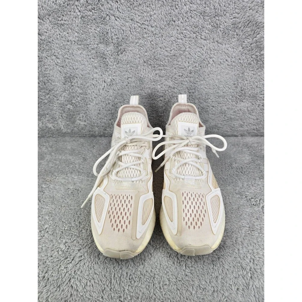 Adidas Sneakers Youth Kids 8 ZX 2K Boost Shoes White Beige Running.